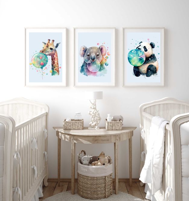 Hovedbilde Poster - Boble Panda Blå