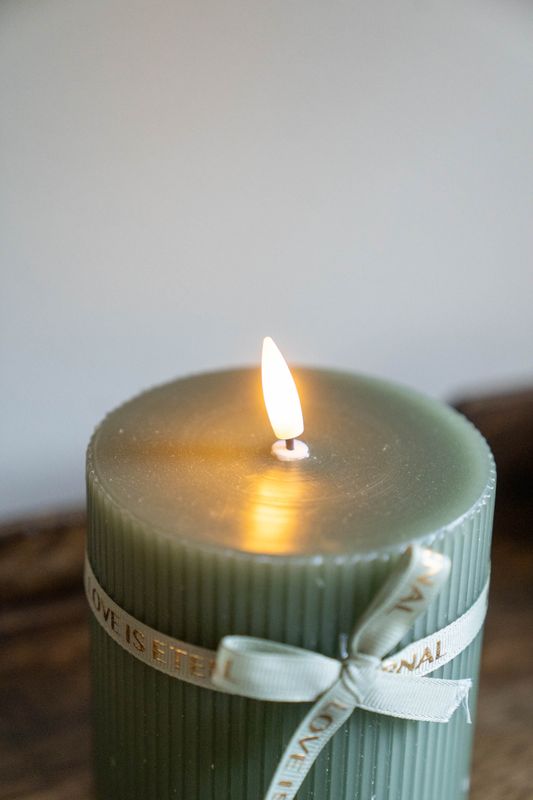 LED Kubbelys Riller 10x10cm - Grønn