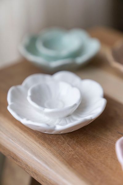 Hovedbilde Eggeglass med blomstermotiv – hvit
