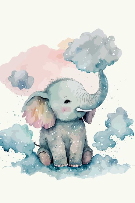 Hovedbilde Poster - Fargesky Elefant