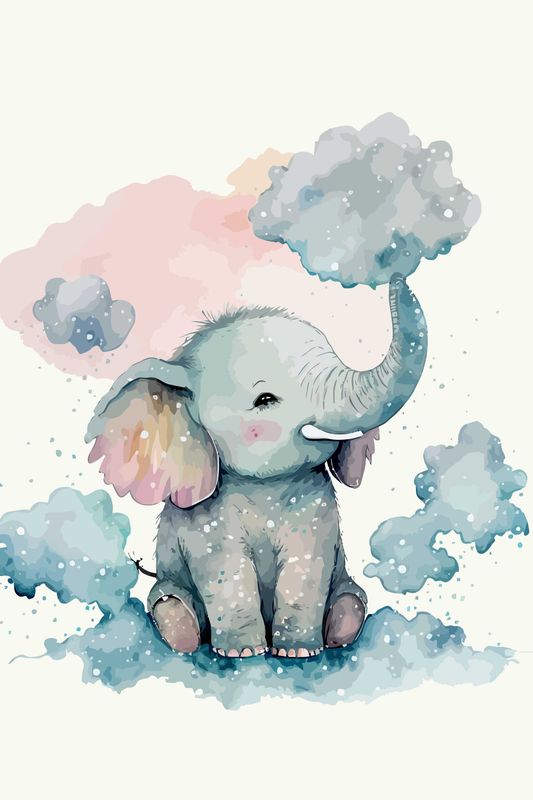 Poster - Fargesky Elefant