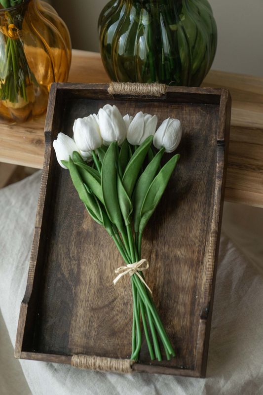Tulipanbukett 32cm - Hvit