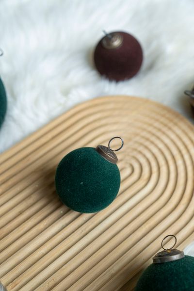 Hovedbilde Julekule 8cm glass/velour - Grønn